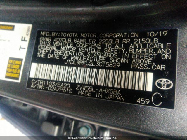 Photo 8 VIN: JTDL9RFU2L3015829 - TOYOTA PRIUS 