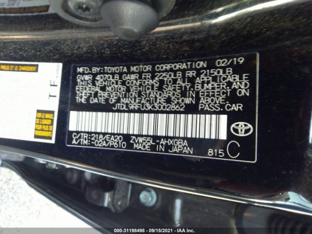 Photo 8 VIN: JTDL9RFU3K3002862 - TOYOTA PRIUS 