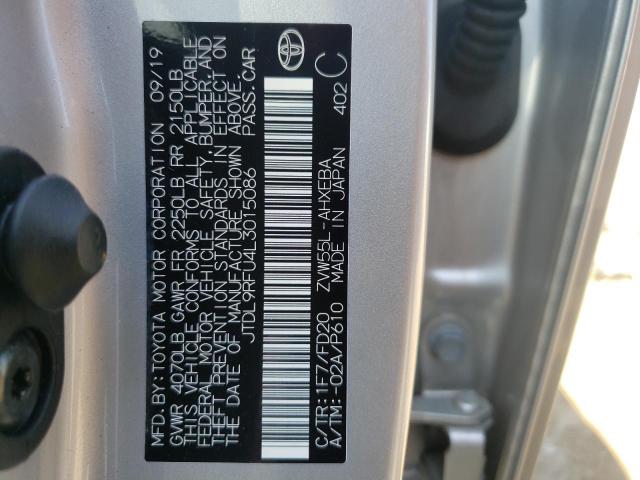 Photo 9 VIN: JTDL9RFU4L3015086 - TOYOTA PRIUS LE 