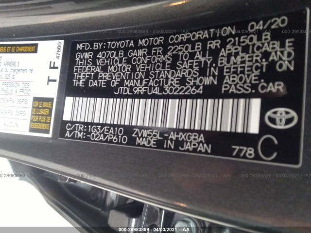 Photo 8 VIN: JTDL9RFU4L3022264 - TOYOTA PRIUS 