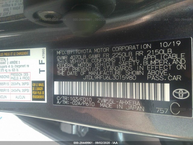 Photo 8 VIN: JTDL9RFU6L3015980 - TOYOTA PRIUS 