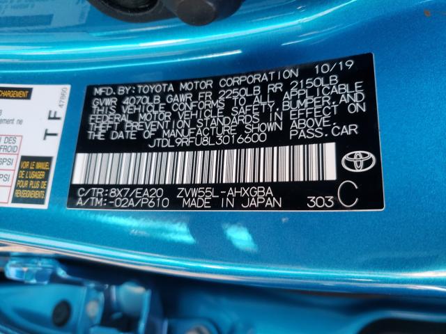 Photo 9 VIN: JTDL9RFU8L3016600 - TOYOTA PRIUS LE 