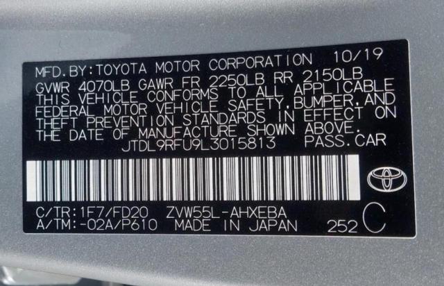 Photo 9 VIN: JTDL9RFU9L3015813 - TOYOTA PRIUS LE 