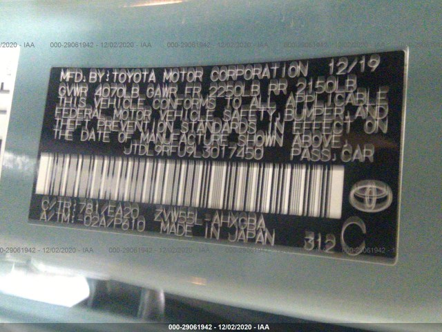 Photo 8 VIN: JTDL9RFU9L3017450 - TOYOTA PRIUS 