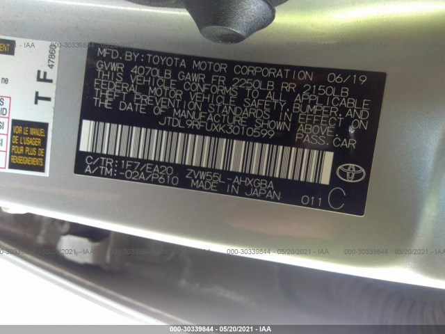 Photo 8 VIN: JTDL9RFUXK3010599 - TOYOTA PRIUS 