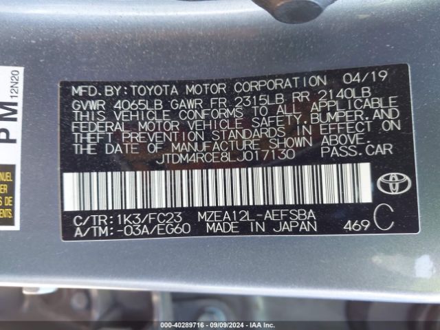 Photo 8 VIN: JTDM4RCE8LJ017130 - TOYOTA COROLLA 