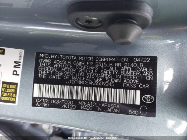 Photo 8 VIN: JTDP4MCEXN3509245 - TOYOTA COROLLA 