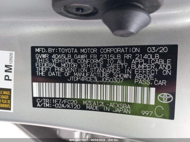 Photo 8 VIN: JTDP4RCE3LJ050307 - TOYOTA COROLLA 