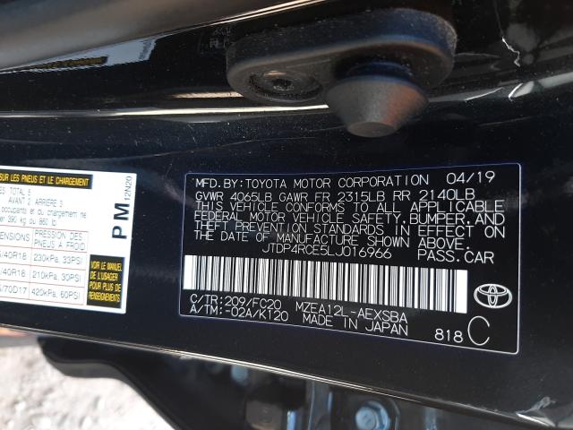 Photo 9 VIN: JTDP4RCE5LJ016966 - TOYOTA COROLLA SE 