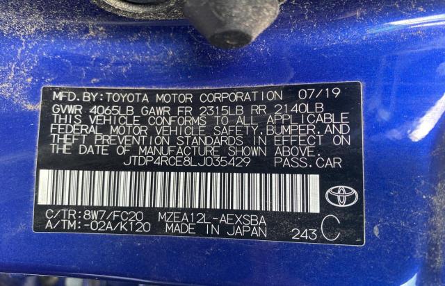 Photo 9 VIN: JTDP4RCE8LJ035429 - TOYOTA COROLLA SE 