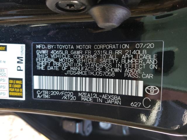 Photo 9 VIN: JTDS4MCE1MJ057058 - TOYOTA COROLLA SE 