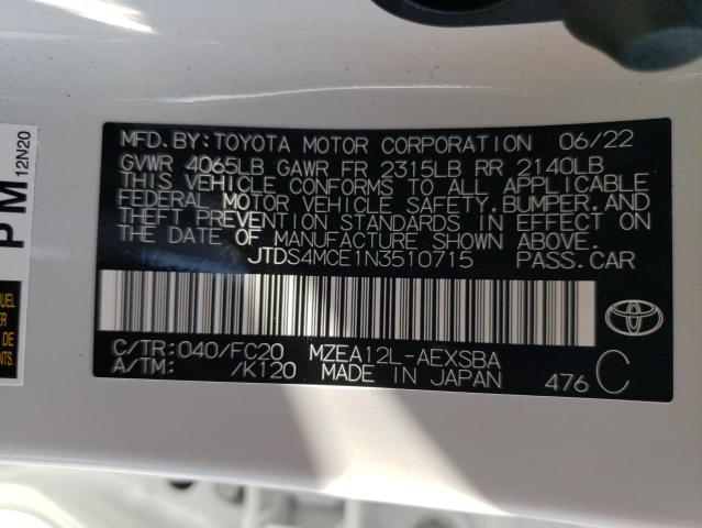 Photo 9 VIN: JTDS4MCE1N3510715 - TOYOTA COROLLA SE 