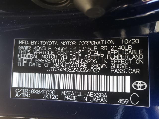 Photo 9 VIN: JTDS4MCE2MJ066027 - TOYOTA COROLLA SE 