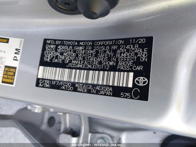 Photo 8 VIN: JTDS4MCE2MJ070112 - TOYOTA COROLLA 