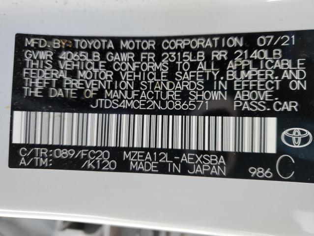 Photo 11 VIN: JTDS4MCE2NJ086571 - TOYOTA COROLLA SE 