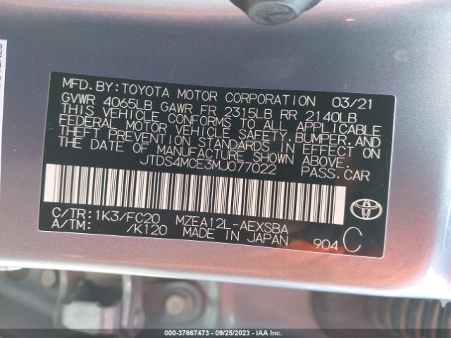 Photo 8 VIN: JTDS4MCE3MJ077022 - TOYOTA COROLLA 