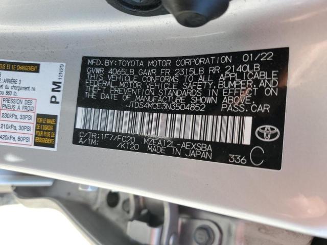 Photo 11 VIN: JTDS4MCE3N3504852 - TOYOTA COROLLA 