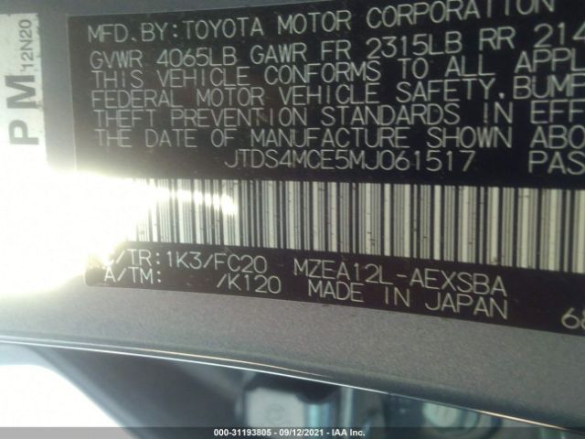 Photo 8 VIN: JTDS4MCE5MJ061517 - TOYOTA COROLLA 