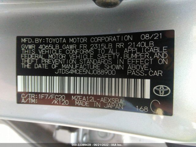 Photo 8 VIN: JTDS4MCE5NJ088900 - TOYOTA COROLLA 