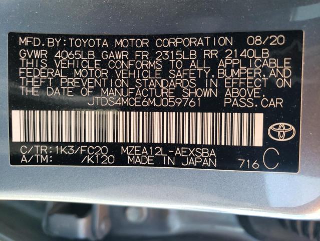 Photo 11 VIN: JTDS4MCE6MJ059761 - TOYOTA COROLLA 