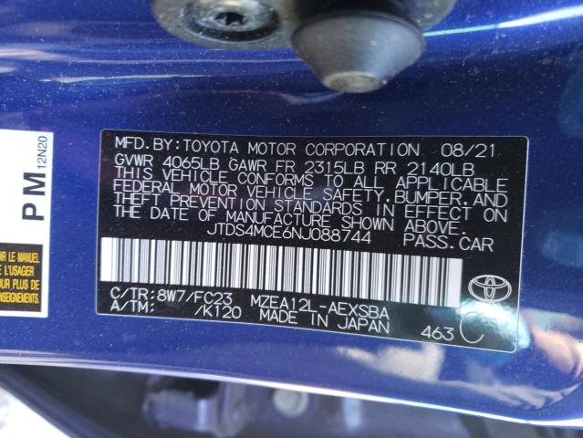 Photo 9 VIN: JTDS4MCE6NJ088744 - TOYOTA COROLLA SE 