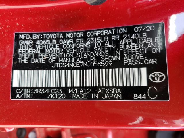 Photo 9 VIN: JTDS4MCE7MJ058599 - TOYOTA COROLLA SE 