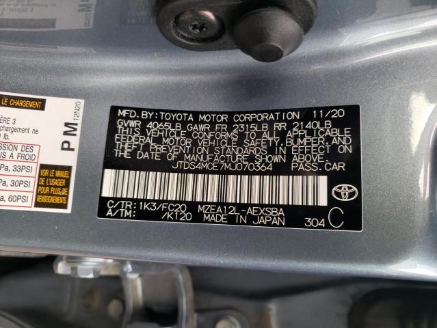 Photo 9 VIN: JTDS4MCE7MJ070364 - TOYOTA COROLLA SE 