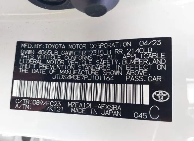 Photo 8 VIN: JTDS4MCE7PJ101164 - TOYOTA COROLLA 