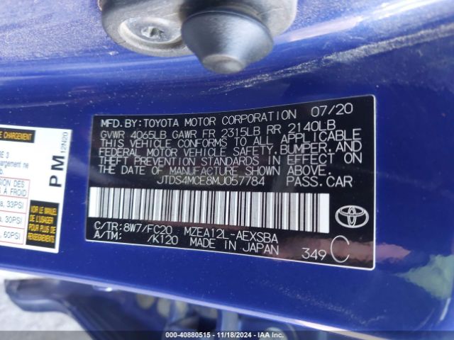 Photo 8 VIN: JTDS4MCE8MJ057784 - TOYOTA COROLLA 