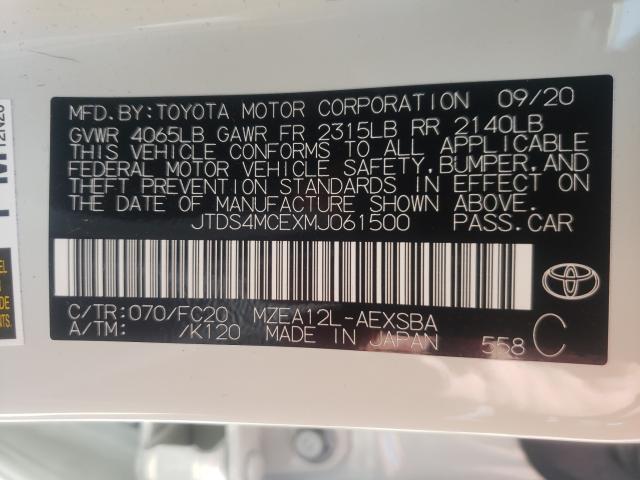 Photo 9 VIN: JTDS4MCEXMJ061500 - TOYOTA COROLLA SE 