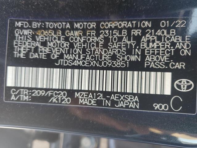 Photo 12 VIN: JTDS4MCEXNJ093851 - TOYOTA COROLLA SE 