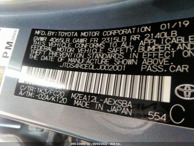 Photo 8 VIN: JTDS4RCE0LJ002001 - TOYOTA COROLLA 