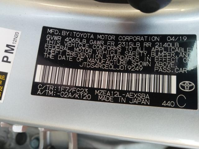 Photo 9 VIN: JTDS4RCE0LJ019249 - TOYOTA COROLLA SE 