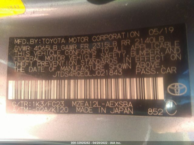 Photo 8 VIN: JTDS4RCE0LJ021843 - TOYOTA COROLLA 