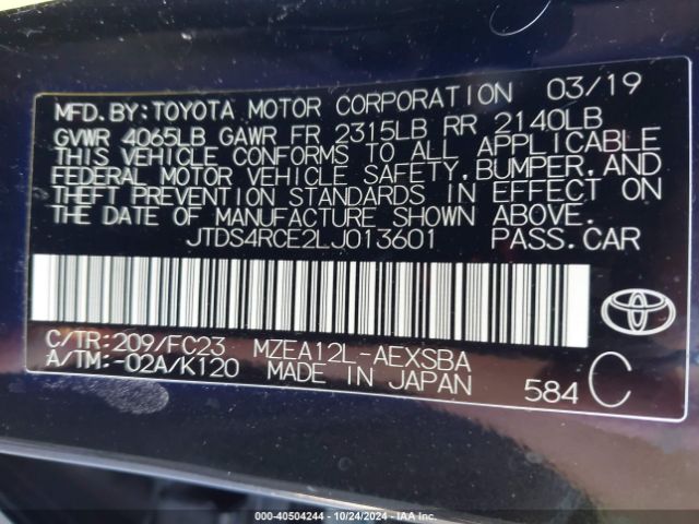 Photo 8 VIN: JTDS4RCE2LJ013601 - TOYOTA COROLLA 