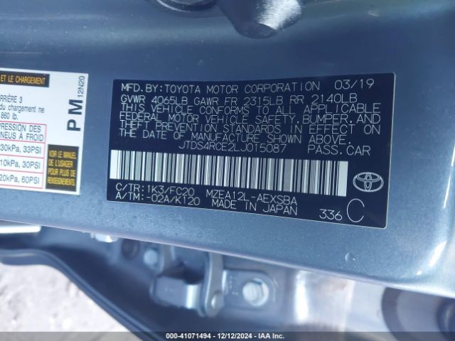 Photo 8 VIN: JTDS4RCE2LJ015087 - TOYOTA COROLLA 