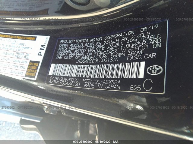 Photo 8 VIN: JTDS4RCE3LJ021836 - TOYOTA COROLLA 