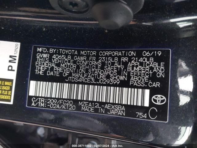 Photo 8 VIN: JTDS4RCE3LJ029399 - TOYOTA COROLLA 