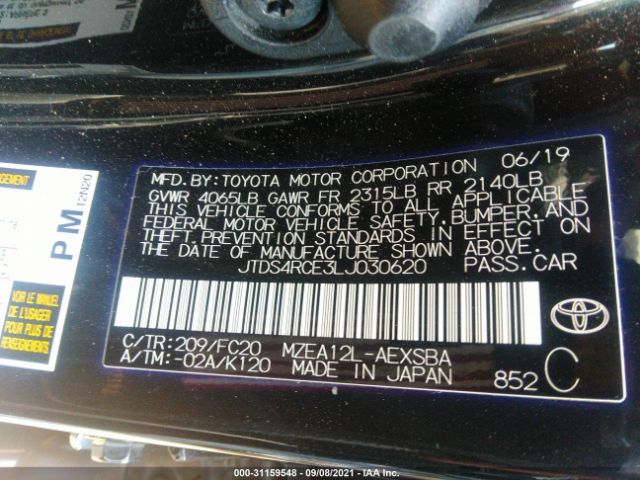 Photo 8 VIN: JTDS4RCE3LJ030620 - TOYOTA COROLLA 