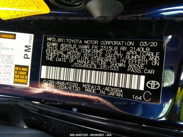 Photo 8 VIN: JTDS4RCE3LJ051533 - TOYOTA COROLLA 