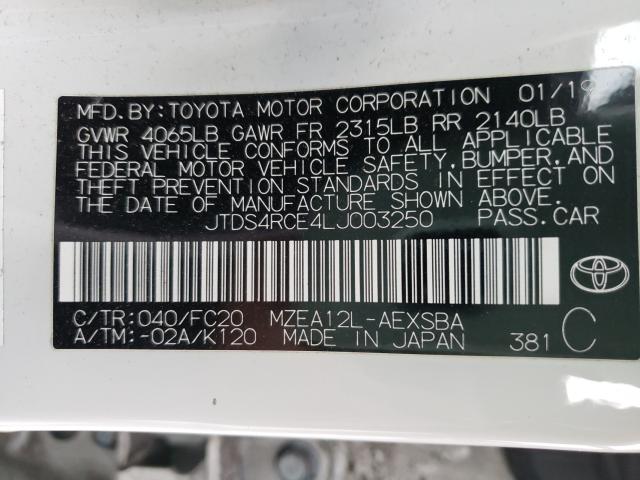 Photo 9 VIN: JTDS4RCE4LJ003250 - TOYOTA COROLLA SE 