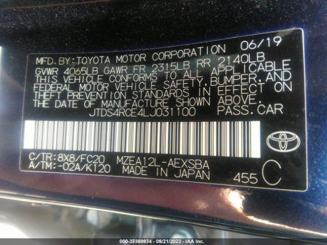 Photo 8 VIN: JTDS4RCE4LJ031100 - TOYOTA COROLLA 