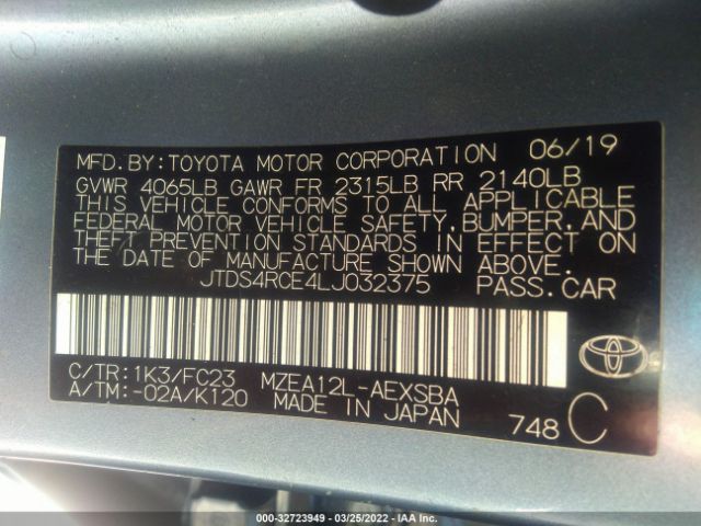 Photo 8 VIN: JTDS4RCE4LJ032375 - TOYOTA COROLLA 