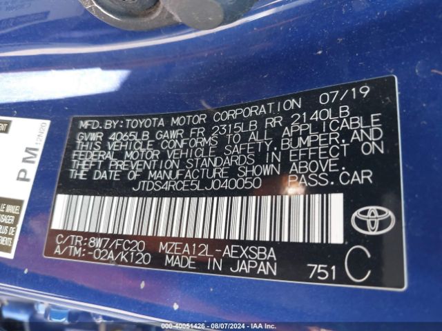 Photo 8 VIN: JTDS4RCE5LJ040050 - TOYOTA COROLLA 