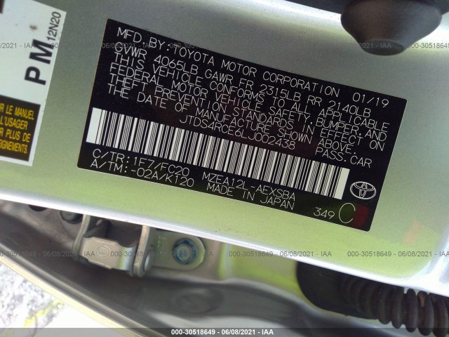 Photo 8 VIN: JTDS4RCE6LJ002438 - TOYOTA COROLLA 