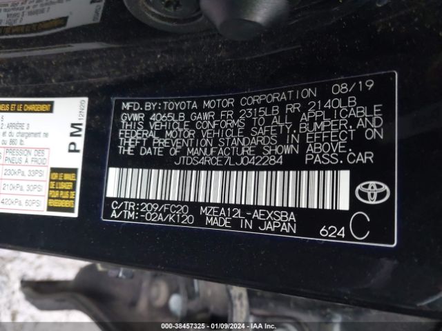 Photo 8 VIN: JTDS4RCE7LJ042284 - TOYOTA COROLLA 