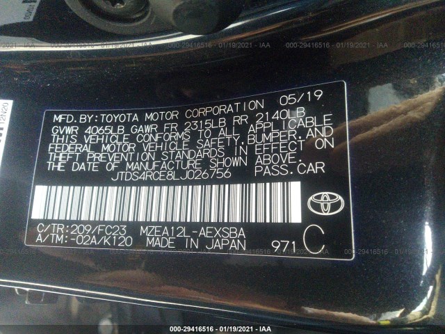 Photo 8 VIN: JTDS4RCE8LJ026756 - TOYOTA COROLLA 