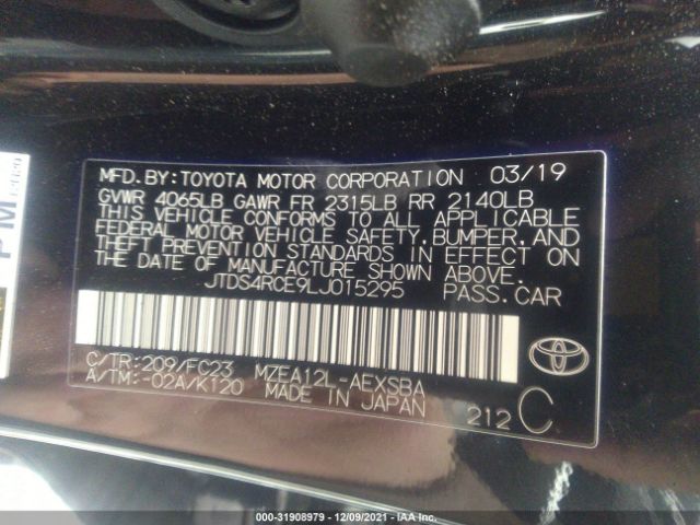 Photo 8 VIN: JTDS4RCE9LJ015295 - TOYOTA COROLLA 