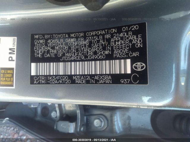 Photo 8 VIN: JTDS4RCE9LJ049060 - TOYOTA COROLLA 