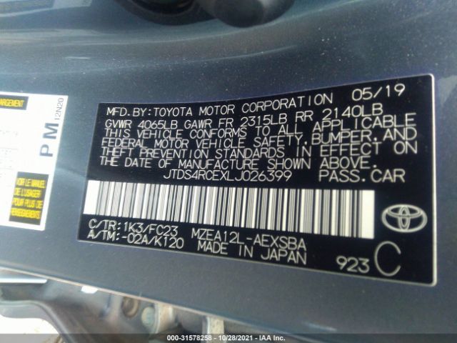 Photo 8 VIN: JTDS4RCEXLJ026399 - TOYOTA COROLLA 